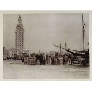  1927 Port Harbor Dock Miami Florida Hoppe Photogravure 