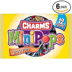 Charms Mini Pops, 200 Count Bags 36 Oz (Pack of 6)  