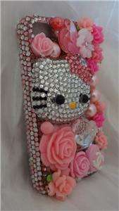 Sweet Pink Czech Crystals Bling 3D Hello Kitty Style Case Fits iPhone 