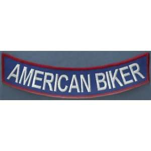  AMERICAN BIKER BOTTOM ROCKER BACK PATCH Red White Blue 