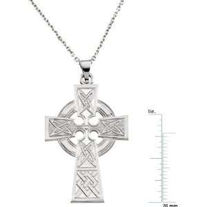    14 Karat White Gold Celtic Cross Pendant Diamond Designs Jewelry
