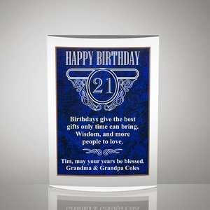   Acrylic Birthday Plaque with Blue Marble Finish 