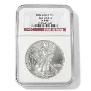 2002 Silver American Eagle MS69 First Strike Certified by NGC  