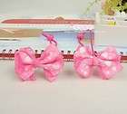 2p Women girl elastic pink ribbon bow hair bands accessories Ponytail 