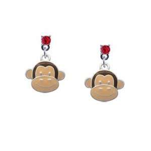 Monkey Face Red Swarovski Post Charm Earrings [Jewelry]