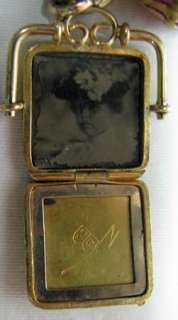 Antique Victorian Rose Gold Filled Watch Chain Bracelet, Locket  