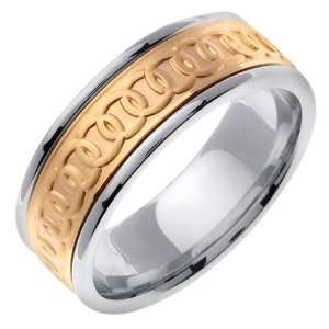  14K Two Tone Gold Knot Celtic Wedding Band Jewelry