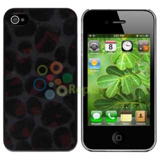 Colorful Leopard Feather Rear Hard Case Skin+LCD Film+AUX Cable For 