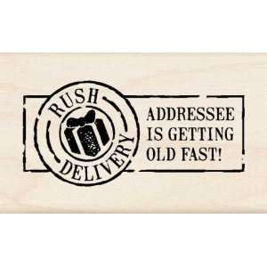  Rubber Stamp With Wood Handle, Rush Delivery/Old Fast 