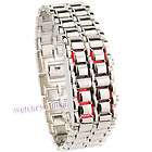 Mens Special Time Display LED Digital Wrist Watch Silver Stainless 