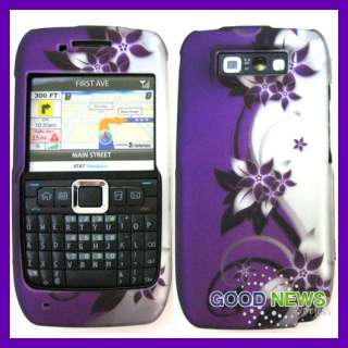   E71 Smart Phone   Vine Purple Silver Rubberized Hard Case Phone Cover