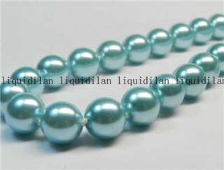 Beautiful10mm Blue Sea Shell Pearl Necklace 18  