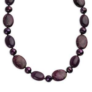   Purple Jade/Lepidolite/Freshwater Cultured Pearl Necklace Jewelry