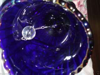 FENTON CARNIVAL GLASS GOOD LUCK BELL 1987 BLUE  
