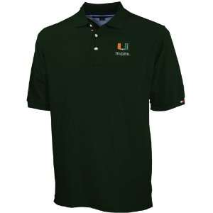 Tommy Hilfiger Miami Hurricanes Green Pique Polo  Sports 