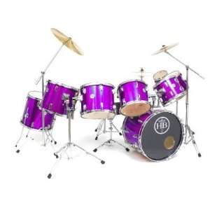  HB Drums Predator 9 Pc Drum Set Complete PurpleHaze Electronics