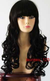 20 Long Black Curly Cosplay Wig H46  