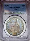 1874 S $1 SILVER TRADE DOLLAR PCGS MS 60 RATTLER OGH NICE EYE APPEAL 