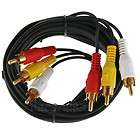 New 12 Ft 3 RCA Audio Video Cable Triple Male AV Gold Plated Plugs