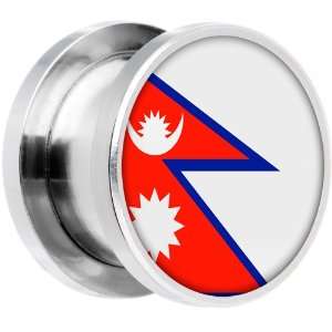  20mm Stainless Steel Nepal Flag Saddle Plug Jewelry