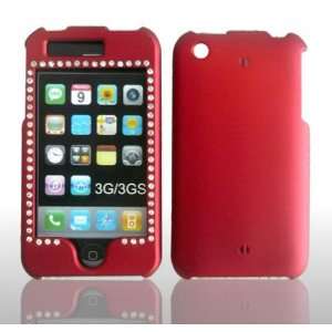 Apple iphone 3G/GS smartphone with Rhinestone lined RED Design Hard 