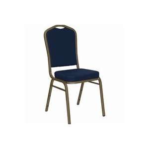 com Blue Patterned Fabric Crown Back Stacking Banquet Chair with Gold 