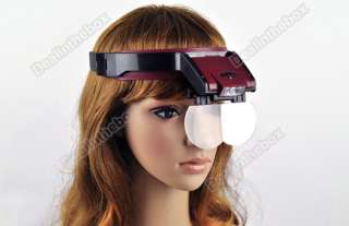 New Loop Head Band VISOR Magnifier LED Magnifying Glass 4 Lens Loupe 1 