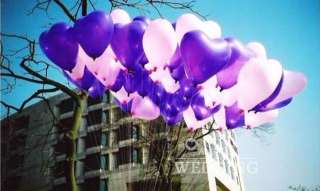 50 heart purple PINK 12 Party Wedding Latex Balloons  