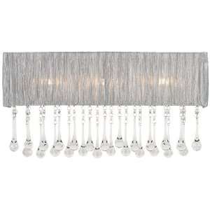   Euro Silver and Crystal 26 Wide Bathroom Wall Light
