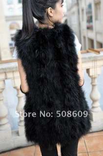 evening dress Spring NEW Real Fur Ostrich Feather Fur vest long Coat 