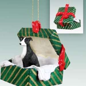    Greyhound Green Gift Box Dog Ornament   Black