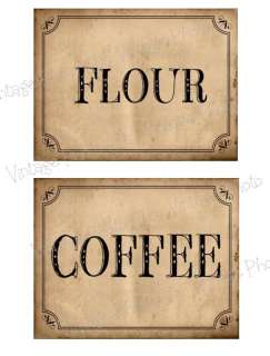 Primitive FLOUR COFFEE SUGAR TEA Labels Set/4 #89 90  