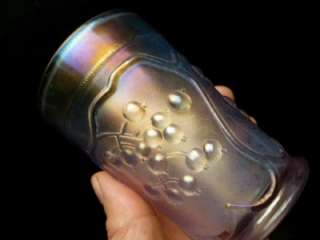 RARE FENTON ICED LAVENDER/VIOLET BLUEBERRY CARNIVAL GLASS TUMBLER NOT 