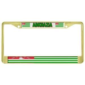  Abkhazia Flag Gold Tone Metal License Plate Frame Holder 
