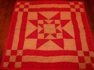 Red Star Hanging Wall Quilt Tea Dyed Table Mat Country  