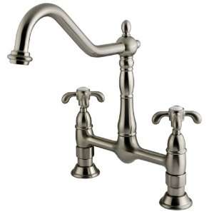   Brass PKS1178TX 8 inch center spread deck mount bridge kitchen faucet