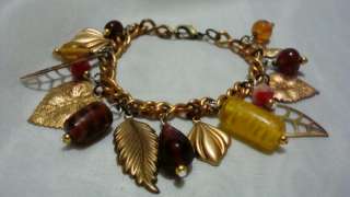 AUTUMN LEAVES Handcrafted METAL charm BRACELET new PICS  