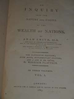 Adam Smith 1805 EDITION Wealth Of Nations 3 VOLUME SET  