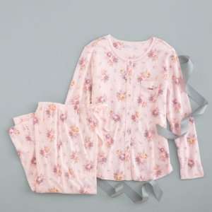  Heather Button Front Cotton Pajama ( Extra Large, Pink 