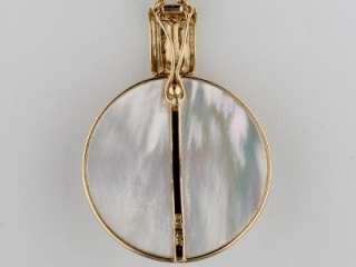   Large 14K Yellow Gold Unique Hawaiian Mother of Pearl Pendant  