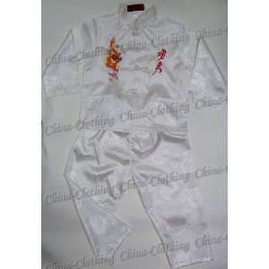 Kids Chinese Dragon Kung Fu Shirt Pants Set White Available Sizes 6M 
