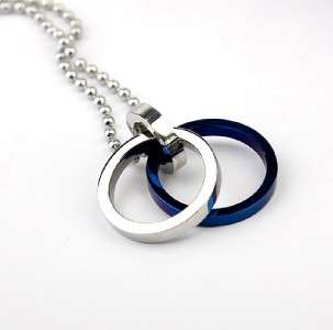 Stainless Steel Two Circle New Pendant Necklace Mens  