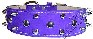   Wide Suede Leather Dog Collar w/ Spikes & Studs Choose From 21 Colors