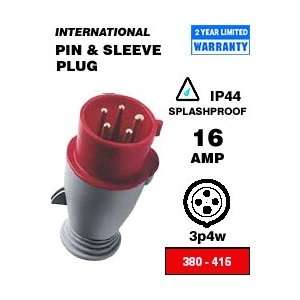  Leviton SP416P6 16 Amp 380 415 Volt Pin & Sleeve Plug 