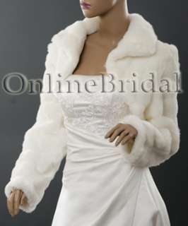 Faux fur wedding bolero jacket shrug coat Sz XS,S, M, L  