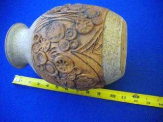 10 EARTH TONE VASE WITH FLORAL DESIGN  