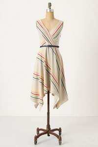 NEW Eva Frano Anthropologie Striped Scarf Dress 10 Beige Multi  