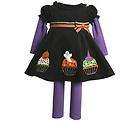 NWT 12m Baby Girl Bonnie Jean Purple Black Halloween Dress Leggings 