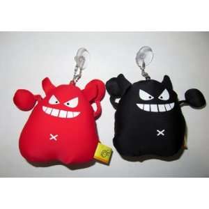 Cute Devil Red and Black Micro Bean Plush Set of 2 Keychain Backpack 