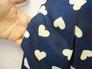 Ex Topshop dark blue & cream heart design high waisted 50s inspired 